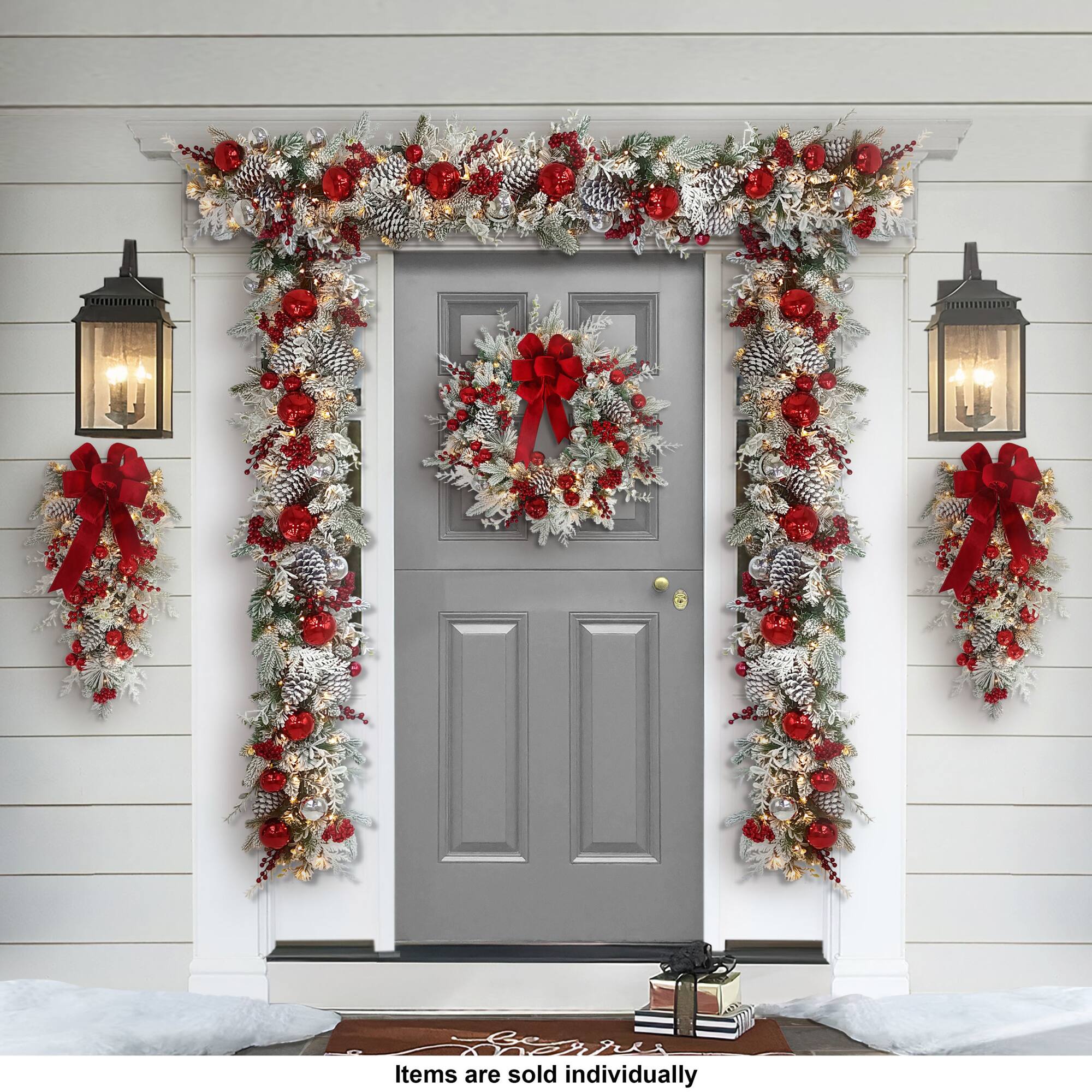 6ft. Battery-Operated Pre-Lit Flocked Decorated Artificial Garland